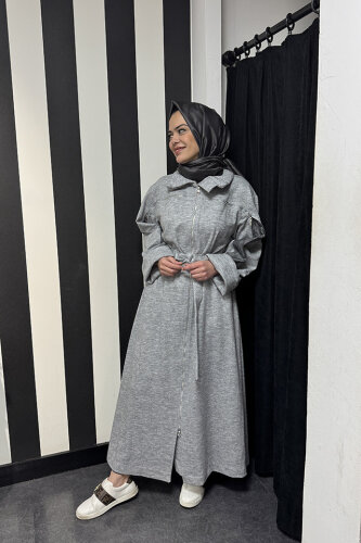 MissWhence Belden Kuşaklı Fermualı Pardesü GRİ - 2