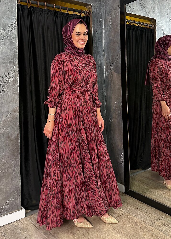 MissWhence Bileği Lastikli Kuşaklı Elbise KIRMIZI - 2