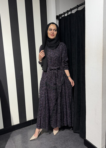 MissWhence Çiçek Desenli Elbise GRİ