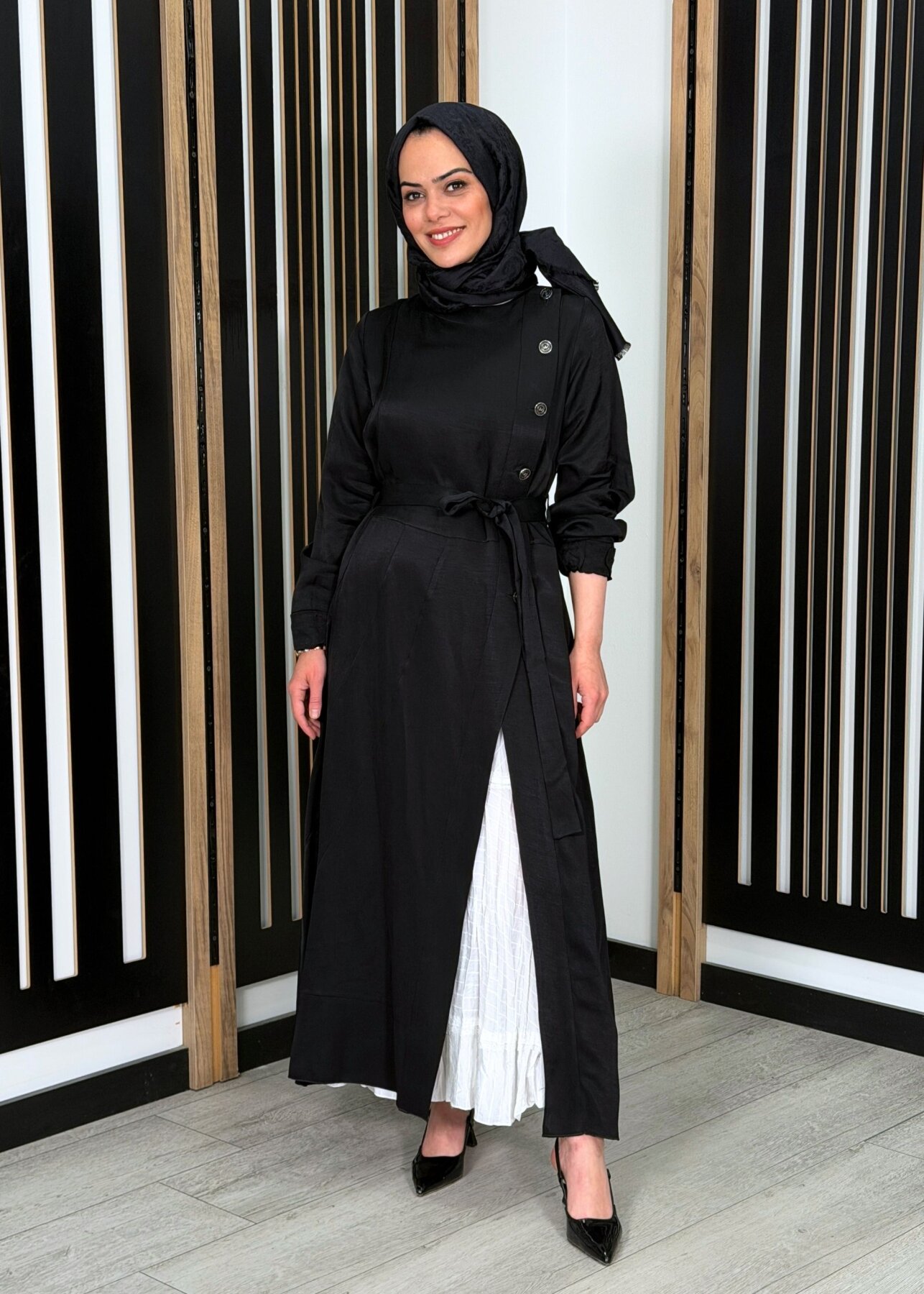 MissWhence Düğme Detaylı Elbise SİYAH - 2