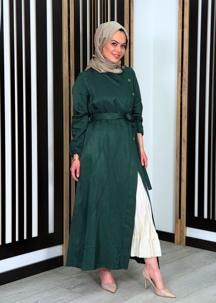 MissWhence Düğme Detaylı Elbise YEŞİL - 2