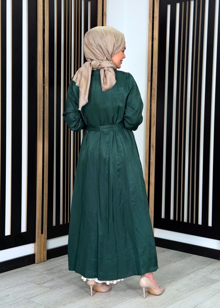 MissWhence Düğme Detaylı Elbise YEŞİL - 4