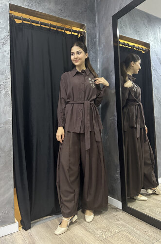 MissWhence Düz Şalvar KAHVERENGİ - 2