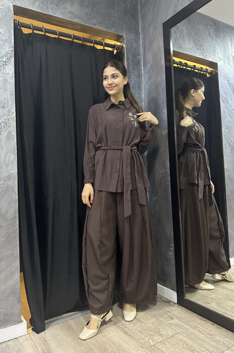 MissWhence Düz Şalvar KAHVERENGİ - 2