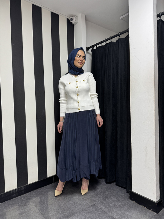 MissWhence Etek Ucu Pliseli Etek LACİVERT - 3