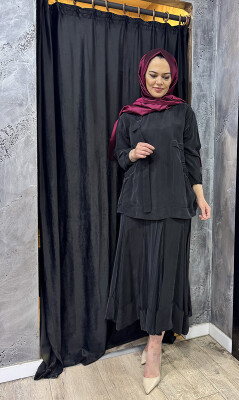 MissWhence Etek Ucu Pliseli Etek SİYAH - 3