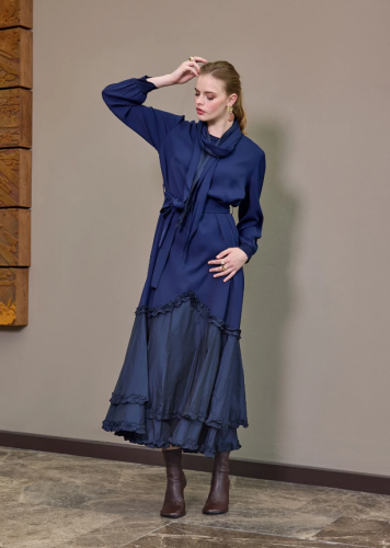 MissWhence Etek Ucu Tafta Elbise LACİVERT