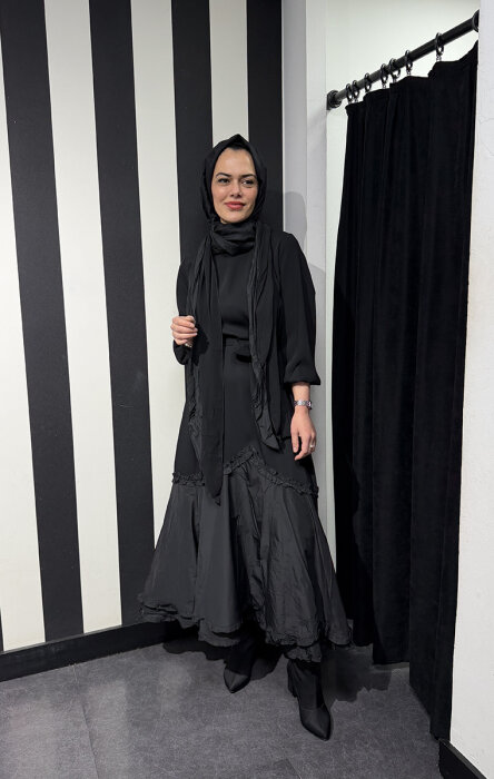 MissWhence Etek Ucu Tafta Elbise SİYAH - 2