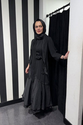 MissWhence Etek Ucu Tafta Elbise SİYAH - 3