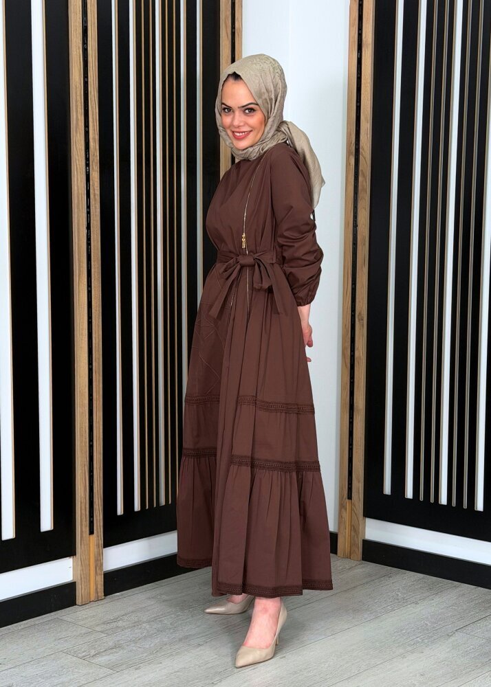 MissWhence Fermuar Detaylı Elbise KAHVE - 2