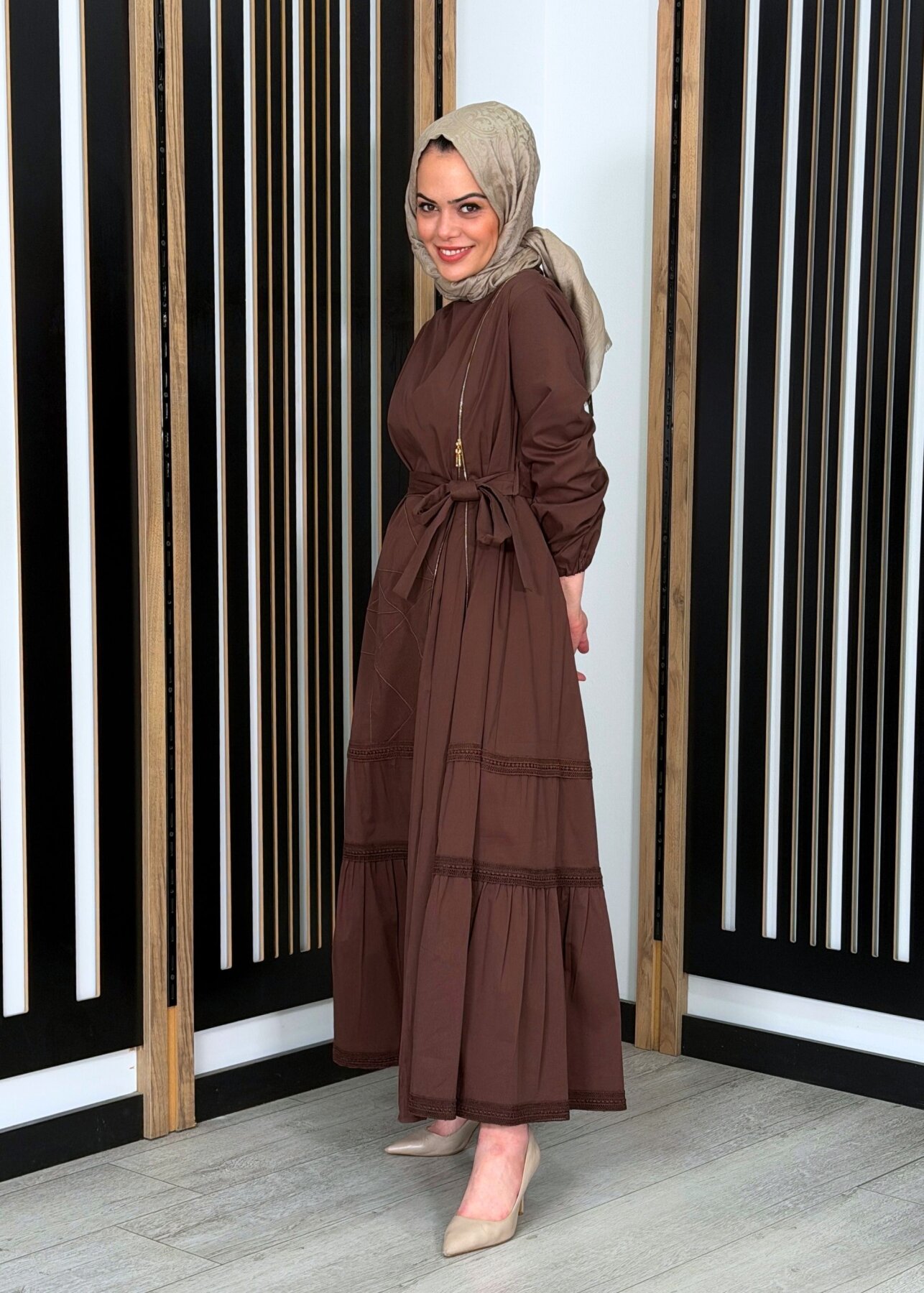 MissWhence Fermuar Detaylı Elbise KAHVE - 2