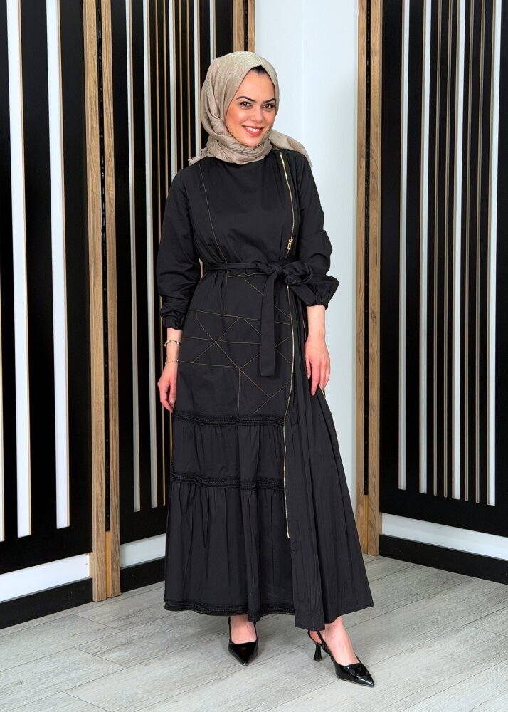 MissWhence Fermuar Detaylı Elbise SİYAH