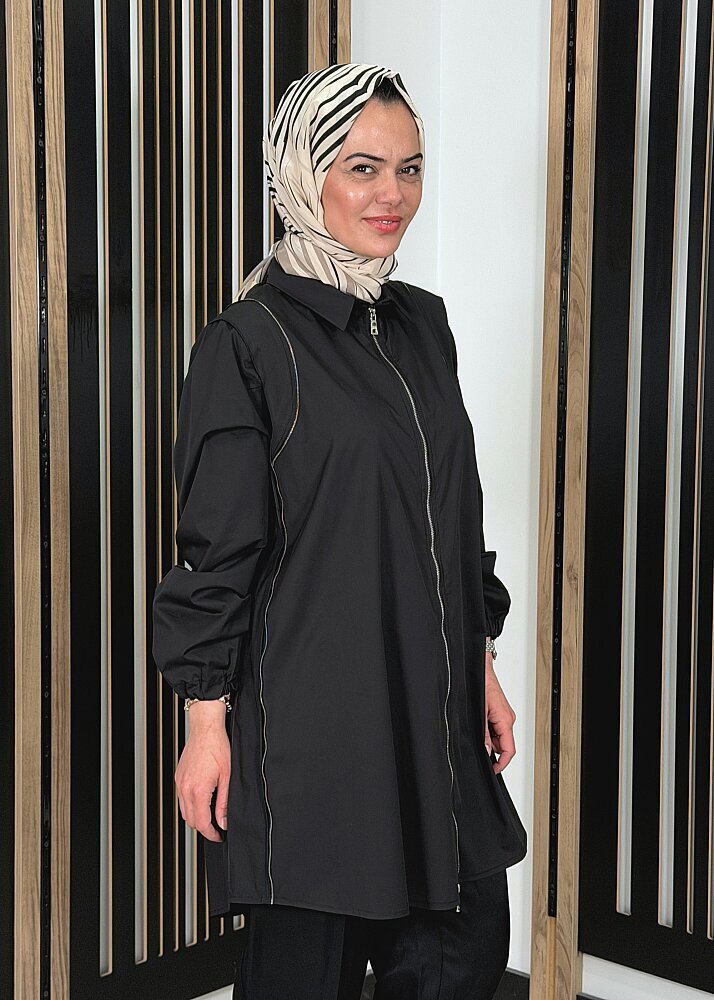 MissWhence Fermuar Detaylı Gömlek SİYAH