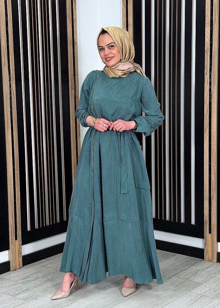 MissWhence Fermuar Detaylı İpek Elbise MİNT