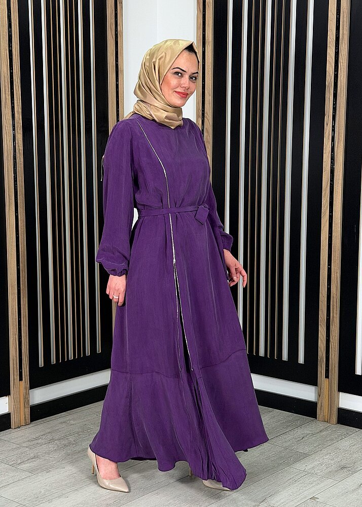 MissWhence Fermuar Detaylı İpek Elbise MOR