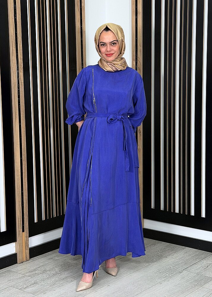 MissWhence Fermuar Detaylı İpek Elbise SAKS