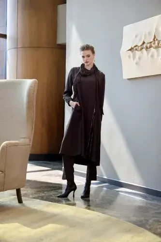 MissWhence Fermuar Detaylı Pantolon Takım KAHVE - 4