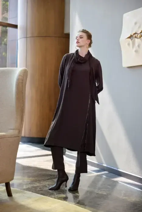 MissWhence Fermuar Detaylı Pantolon Takım KAHVE - 5