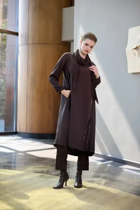 MissWhence Fermuar Detaylı Pantolon Takım KAHVE - 1