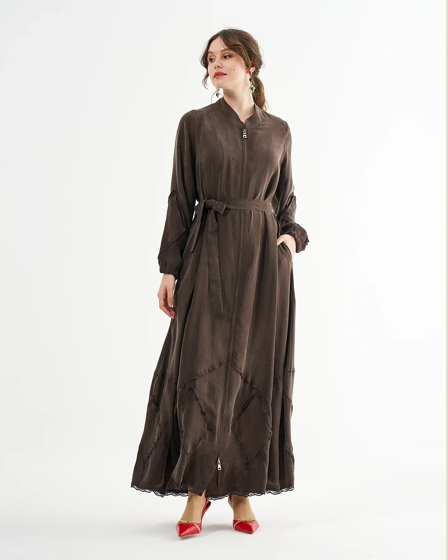 MissWhence Fermuarlı İpek Kap KAHVE - 1