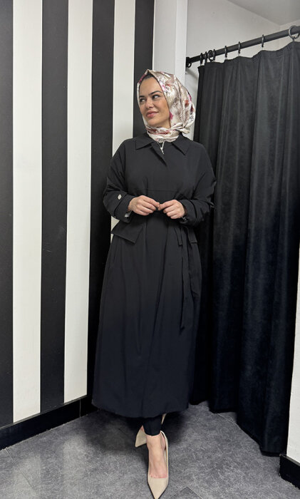 MissWhence Fermuarlı Pardesu SİYAH - 3