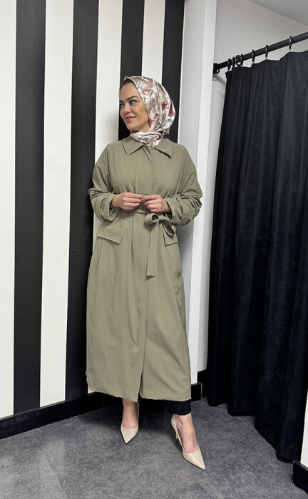 MissWhence Fermuarlı Pardesu YEŞİL - 2