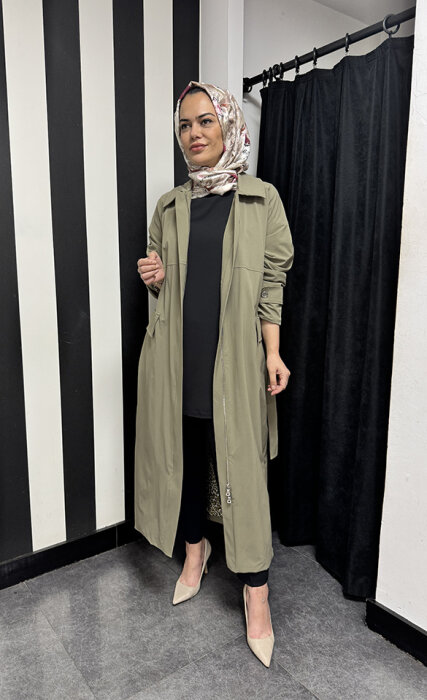 MissWhence Fermuarlı Pardesu YEŞİL - 3