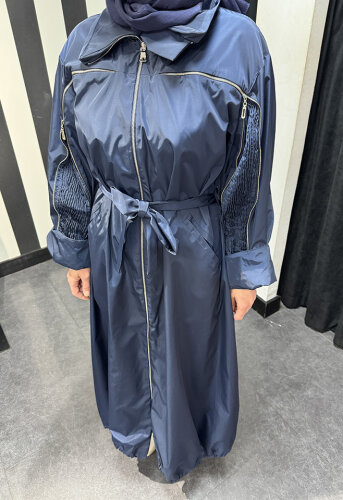 MissWhence Gögüsten Fermualı Pardesü LACİVERT - 3