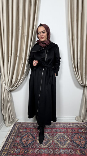 MissWhence Gögüsten Fermualı Pardesü SİYAH - 4