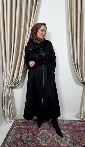 MissWhence Gögüsten Fermualı Pardesü SİYAH - 2