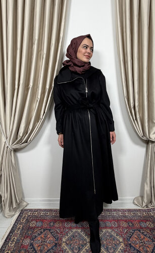 MissWhence Gögüsten Fermualı Pardesü SİYAH - 5