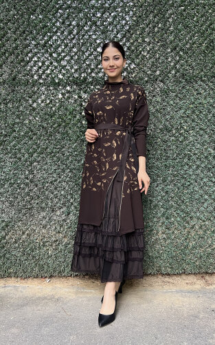 MissWhence İkili Elbise KAHVE - 8