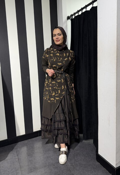 MissWhence İkili Elbise KAHVE - 4