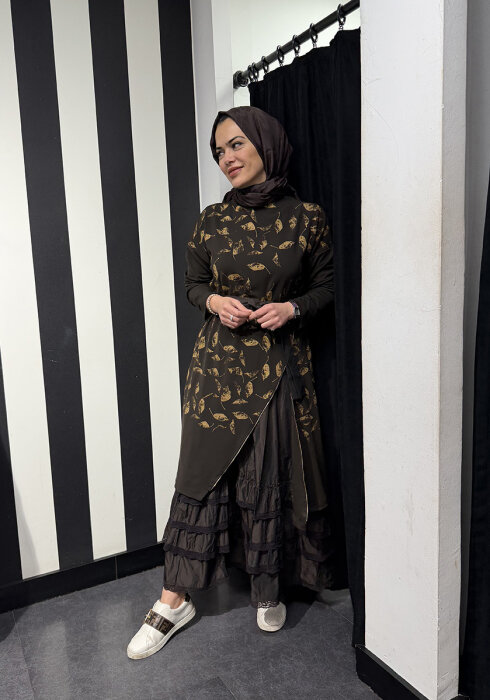 MissWhence İkili Elbise KAHVE - 5