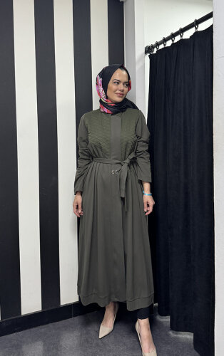 MissWhence Kapitone Detaylı Pardesü HAKİ - MİSSWHENCE