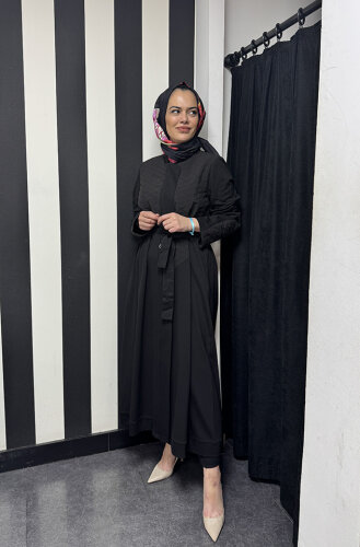 MissWhence Kapitone Detaylı Pardesü SİYAH - MİSSWHENCE