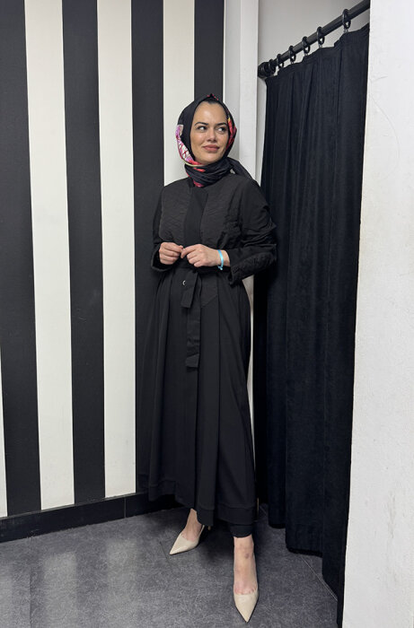 MissWhence Kapitone Detaylı  Pardesü SİYAH - 1