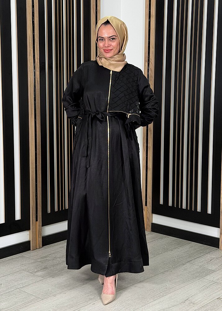 MissWhence Kare Detaylı Pardesü SİYAH