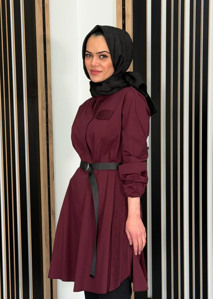 MissWhence Kemerli Gömlek BORDO