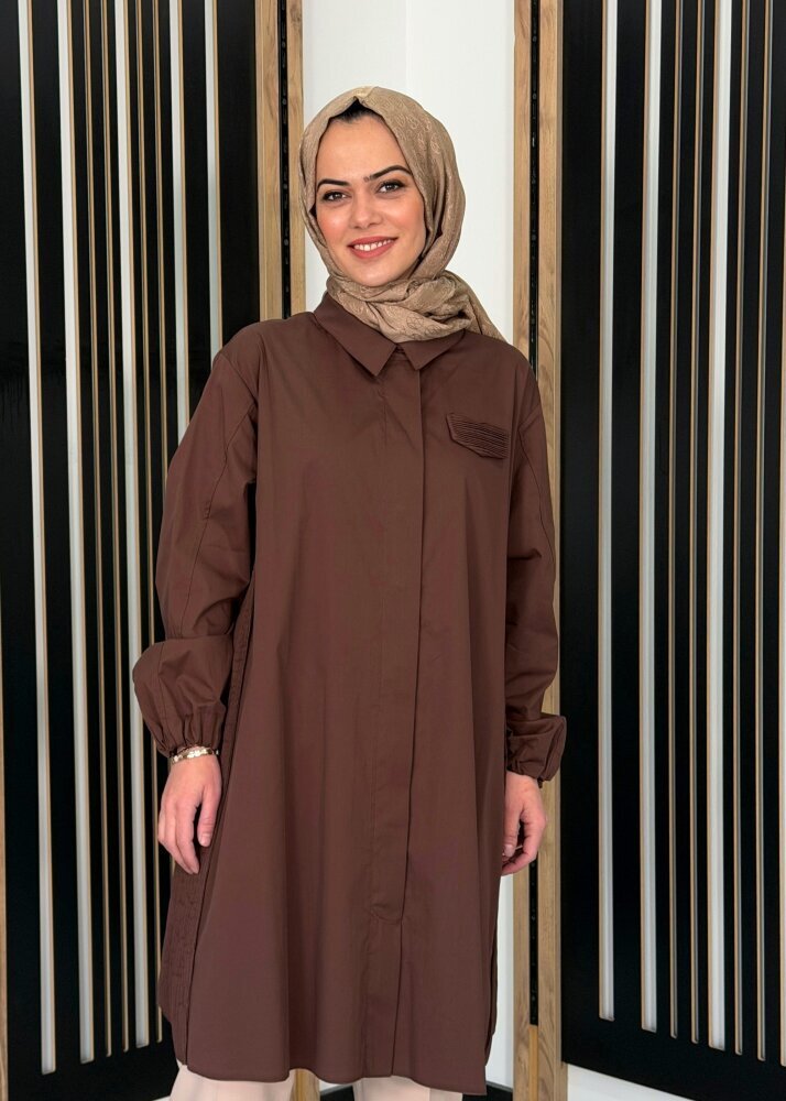 MissWhence Kemerli Gömlek KAHVE - 2