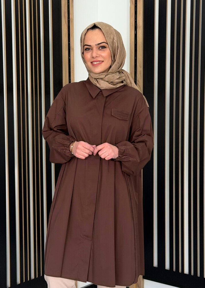 MissWhence Kemerli Gömlek KAHVE - 3