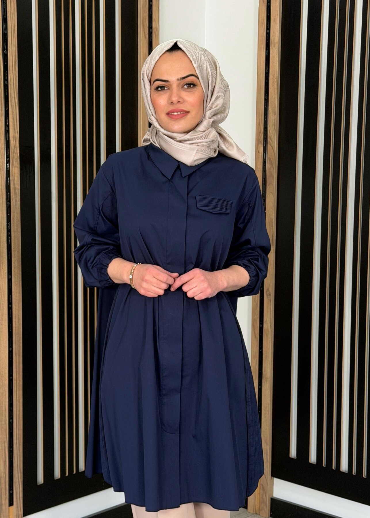 MissWhence Kemerli Gömlek LACİVERT - 1