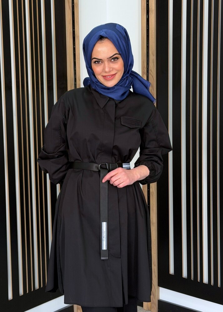 MissWhence Kemerli Gömlek SİYAH - 2