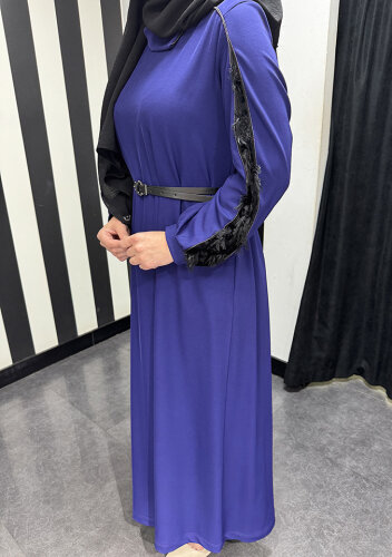 MissWhence Kollaı Kumaş Detaylı Elbise MOR - 3