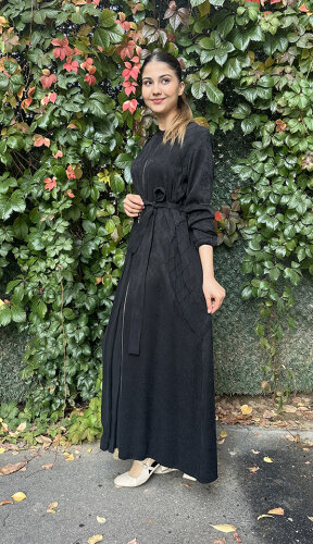 MissWhence Önden Fermuarlı Çiçekli Elbise SİYAH - 4