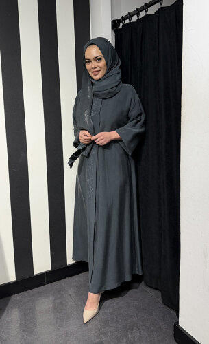 MissWhence Önü Çıtçıtlı Pardesü Petrol Yeşili - 3