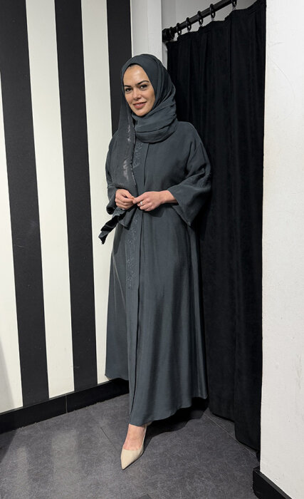 MissWhence Önü Çıtçıtlı Pardesü Petrol Yeşili - 3