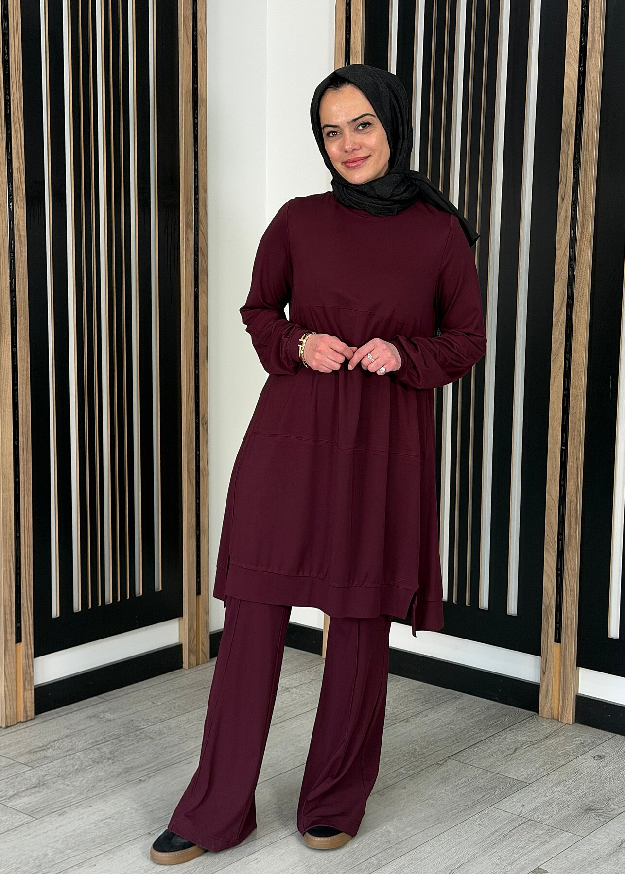 MissWhence Önü Dikiş Detaylı Tunik BORDO - 1