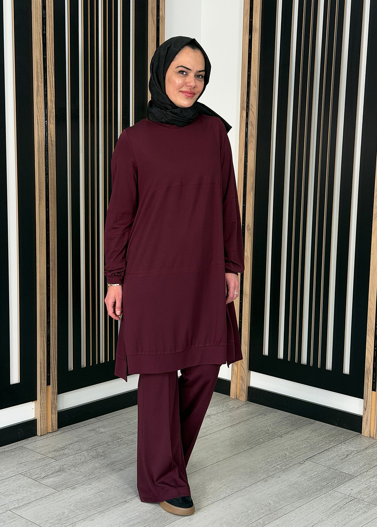 MissWhence Önü Dikiş Detaylı Tunik BORDO - 2