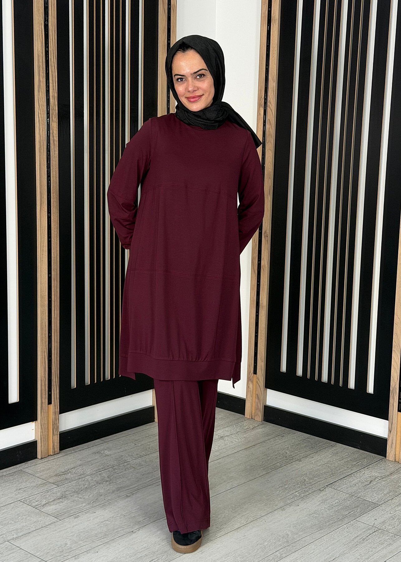 MissWhence Önü Dikiş Detaylı Tunik BORDO - 3